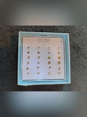 BNIB Cravings by Gold Cake Brass/Gold Plated Stud Earrings Set of 12